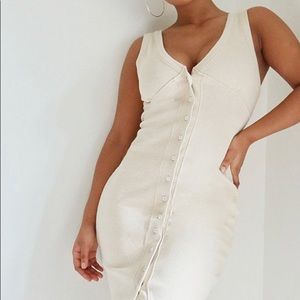 Prettylittlething Midi Dress In cream